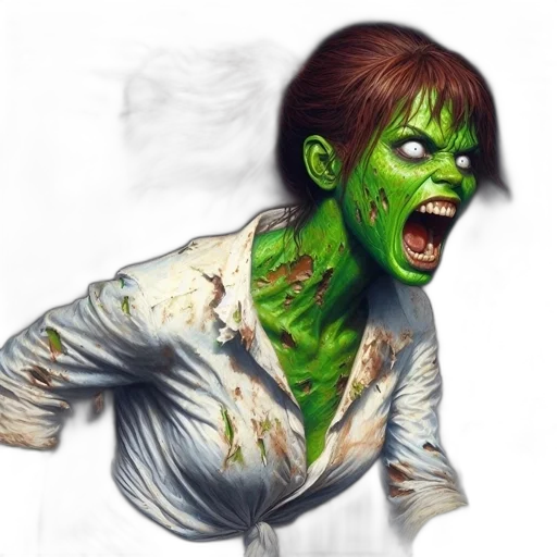 creature, photorealistic, concept art, fantasy art, comic book art, green, agitated, female transparent PNG cut-out