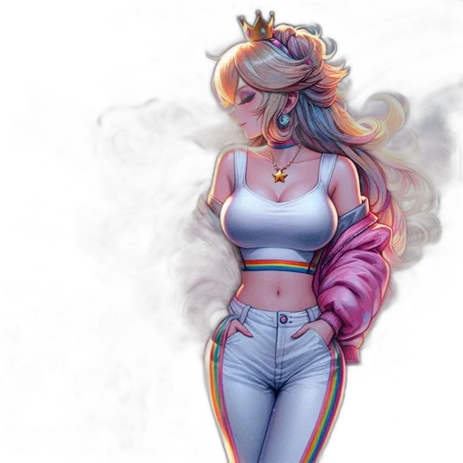 crown, dress, concept art, fantasy art, watercolor, vaporwave, pastel, colorful transparent PNG cut-out