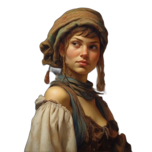 face, hat, staff, dress, oil painting, photorealistic, fantasy art, concept art transparent PNG cut-out
