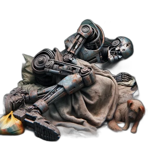 robot, weapon, concept art, 3d render, photorealistic, inside, aged, space transparent PNG cut-out
