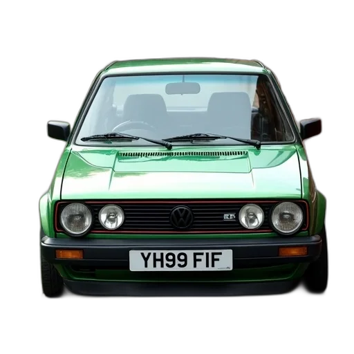 car, photorealistic, 3d render, green, volkswagen, golf, parked, driveway transparent PNG cut-out