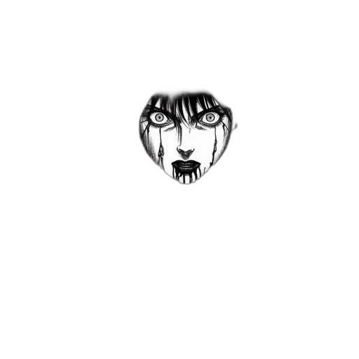 face, creature, mask, hair, cartoon, comic book art, pencil sketch, pixel art transparent PNG cut-out