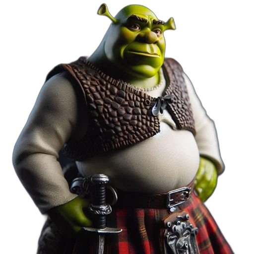 animal, jewelry, 3d render, concept art, shrek, figurine, medieval, attire transparent PNG cut-out