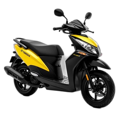 3d render, photorealistic, black, yellow, motorcycle, word, yamaha, side transparent PNG cut-out