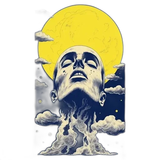 face, crown, concept art, comic book art, photorealistic, fantasy art, outer space, golden transparent PNG cut-out