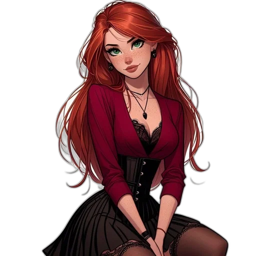 dress, staff, fantasy art, concept art, pixel art, cartoon, red, dark transparent PNG cut-out