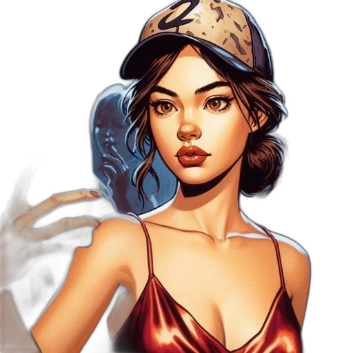 hat, comic book art, fantasy art, concept art, photorealistic, earth tones, golden, red transparent PNG cut-out
