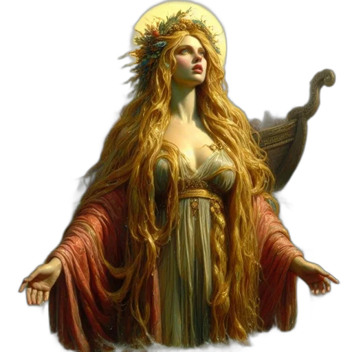 dress, fantasy art, concept art, pixel art, photorealistic, golden, woman, stands transparent PNG cut-out