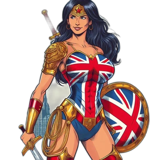 comic book art, cartoon, concept art, fantasy art, female, superhero, resembling, wonder transparent PNG cut-out