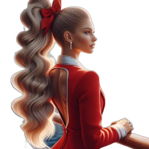 hair, dress, crown, fantasy art, concept art, photorealistic, cartoon, red transparent PNG cut-out