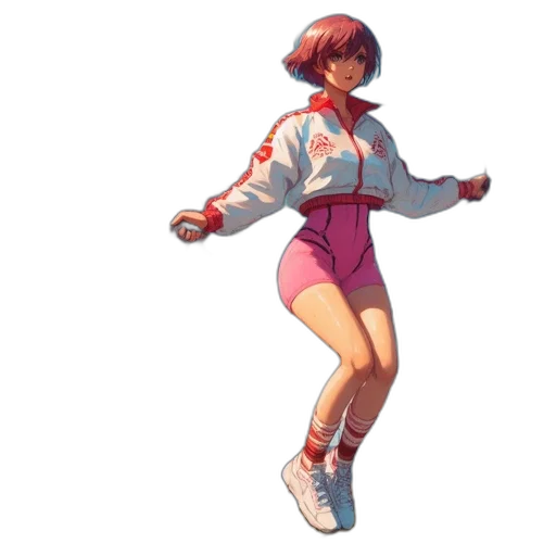 jacket, dress, staff, robot, vaporwave, concept art, pixel art, anime transparent PNG cut-out
