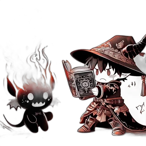 concept art, fantasy art, comic book art, pixel art, fire, dark, monochrome, young transparent PNG cut-out