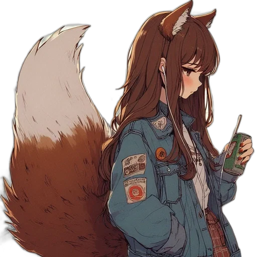jacket, staff, animal, creature, anime, concept art, pixel art, fantasy art transparent PNG cut-out