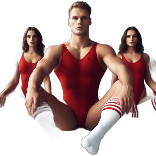 concept art, comic book art, 3d render, photorealistic, underwater, red, five, synchronized transparent PNG cut-out