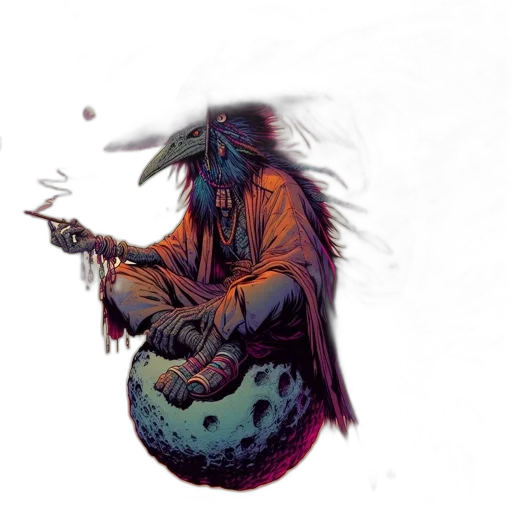 creature, dragon, staff, jacket, concept art, fantasy art, pixel art, comic book art transparent PNG cut-out