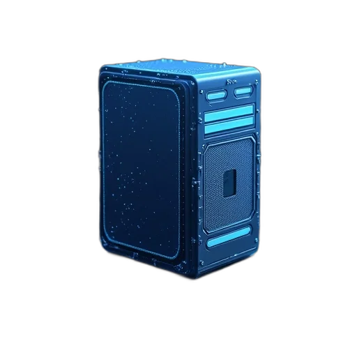robot, weapon, 3d render, pixel art, cyberpunk, vaporwave, blue, vmware transparent PNG cut-out