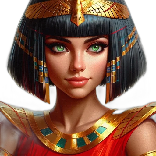 jewelry, face, fantasy art, concept art, comic book art, photorealistic, golden, egyptian-inspired transparent PNG cut-out