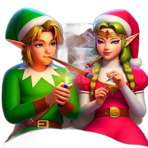 fantasy art, concept art, pixel art, 3d render, fire, snow, two, elves transparent PNG cut-out