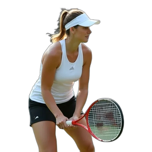 staff, young, woman, playing, tennis, court, wearing, white transparent PNG cut-out