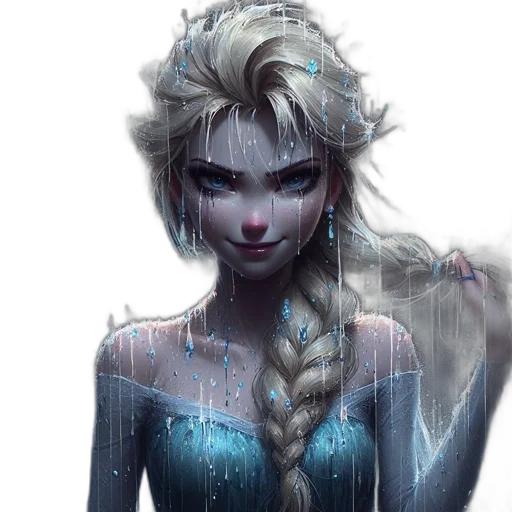 dress, face, fantasy art, concept art, pixel art, comic book art, snow, blue transparent PNG cut-out