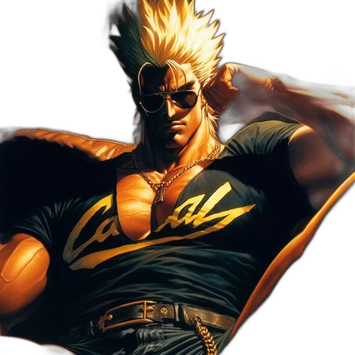 hair, jacket, staff, concept art, comic book art, photorealistic, cyberpunk, golden transparent PNG cut-out