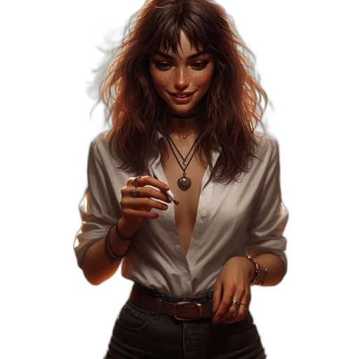 jewelry, jacket, face, staff, concept art, oil painting, photorealistic, fantasy art transparent PNG cut-out