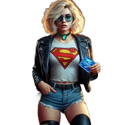 jacket, comic book art, concept art, pixel art, fantasy art, neon lights, young, woman transparent PNG cut-out