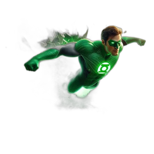 comic book art, concept art, 3d render, photorealistic, green, superhero, suit, charges transparent PNG cut-out