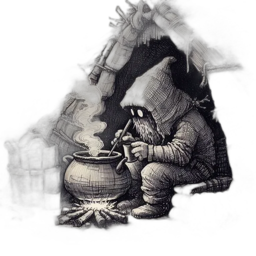 mask, hat, face, staff, concept art, fantasy art, pencil sketch, photorealistic transparent PNG cut-out
