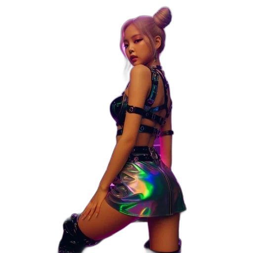 dress, jacket, cyberpunk, vaporwave, concept art, 3d render, neon lights, neon transparent PNG cut-out