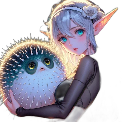 creature, dragon, staff, flower, fantasy art, concept art, anime, pixel art transparent PNG cut-out
