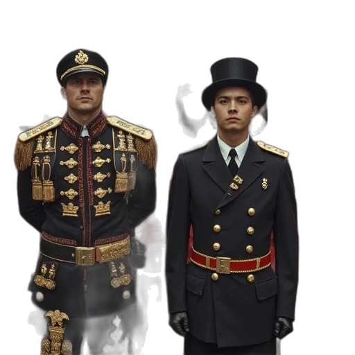 staff, hat, crown, jacket transparent PNG cut-out