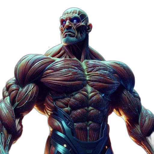 creature, concept art, comic book art, 3d render, photorealistic, imposing, humanoid, figure transparent PNG cut-out