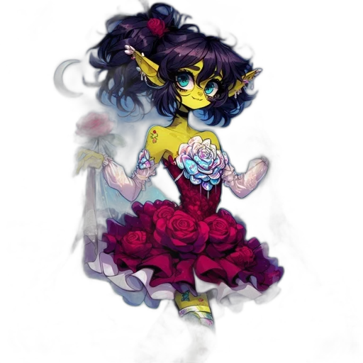 dress, flower, jewelry, crown, pixel art, concept art, fantasy art, watercolor transparent PNG cut-out