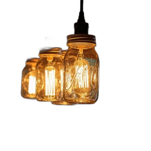 bottle, 3d render, photorealistic, golden, mason, jar, chandelier transparent PNG cut-out