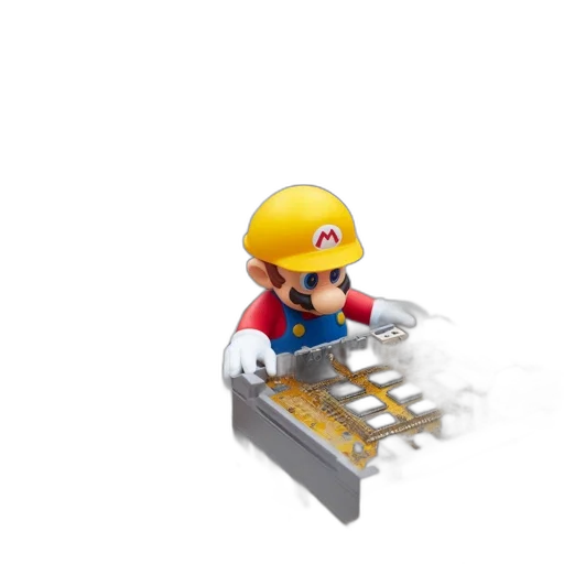 robot, staff, furniture, jewelry, 3d render, pixel art, mario, figurines transparent PNG cut-out