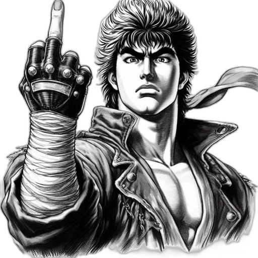 jacket, weapon, staff, comic book art, concept art, pixel art, photorealistic, illustrated transparent PNG cut-out