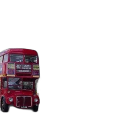 3d render, concept art, photorealistic, red, double-decker, bus, parked, front transparent PNG cut-out