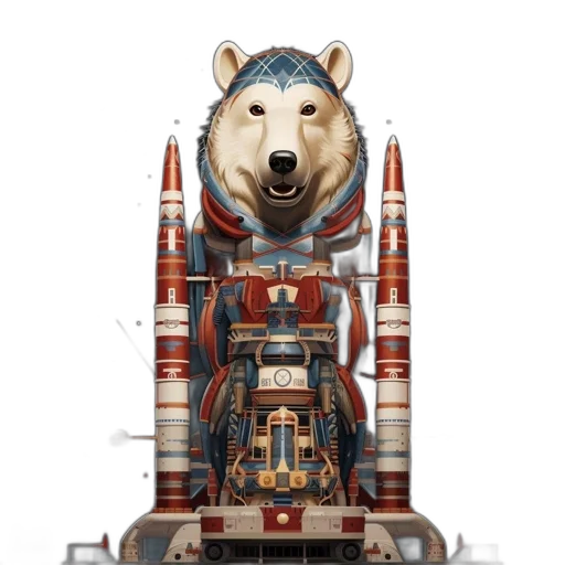 robot, animal, furniture, concept art, 3d render, polar, bear, head transparent PNG cut-out