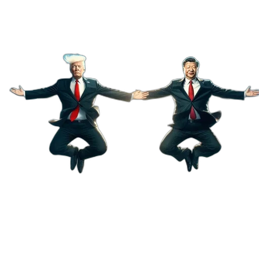 concept art, 3d render, pixel art, cartoon, two, suited, men, leap transparent PNG cut-out