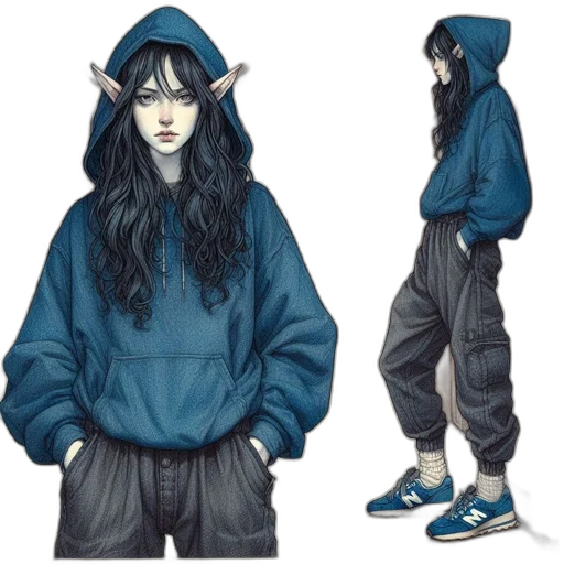 jacket, concept art, fantasy art, anime, pixel art, blue, dark, monochrome transparent PNG cut-out