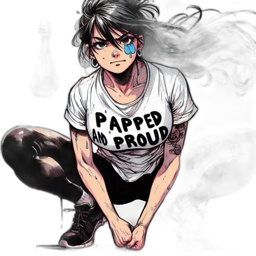 comic book art, watercolor, anime, concept art, monochrome, dark, colorful, determined transparent PNG cut-out
