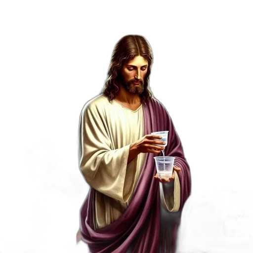 photorealistic, concept art, pixel art, 3d render, figure, resembling, jesus, christ transparent PNG cut-out