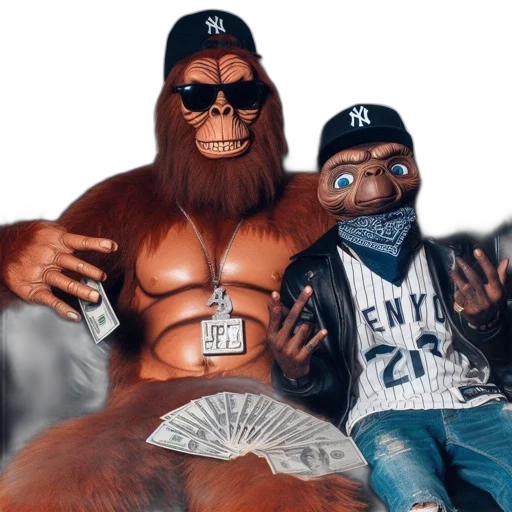 two, animated, characters, pose, seated, couch, donning, caps transparent PNG cut-out
