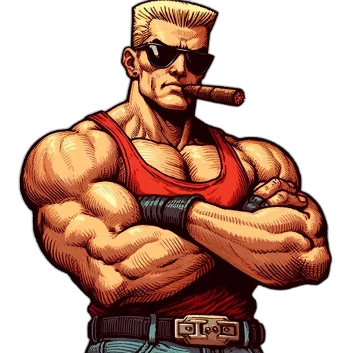 face, jacket, weapon, staff, comic book art, pixel art, cartoon, concept art transparent PNG cut-out