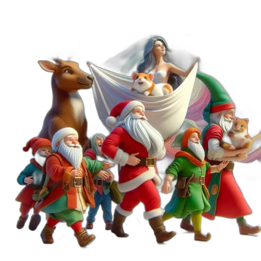 concept art, 3d render, fantasy art, snow, central, figure, woman, flowing transparent PNG cut-out