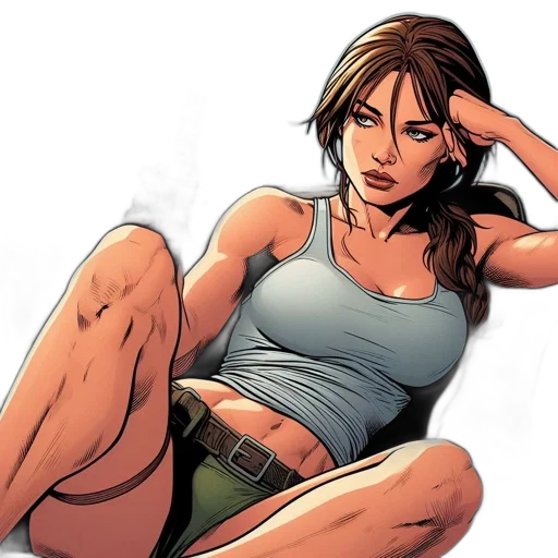 comic book art, concept art, cartoon, photorealistic, earth tones, woman, reclines, couch transparent PNG cut-out