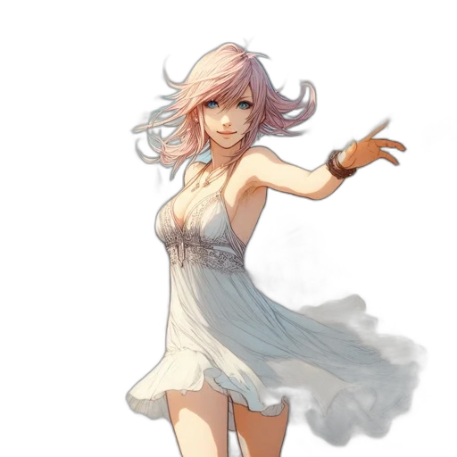 dress, staff, concept art, fantasy art, pixel art, anime, pastel, monochrome transparent PNG cut-out
