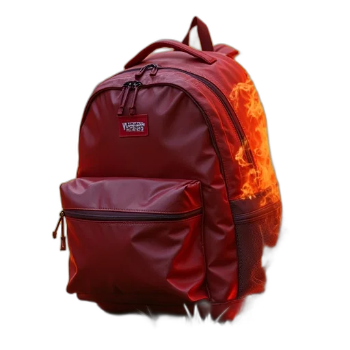 jacket, 3d render, photorealistic, red, realm, backpack, vans, flamings transparent PNG cut-out