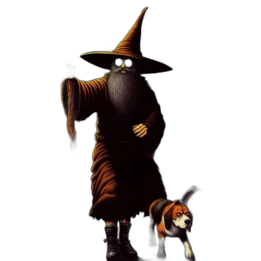 staff, hat, animal, dress, concept art, 3d render, pixel art, fantasy art transparent PNG cut-out